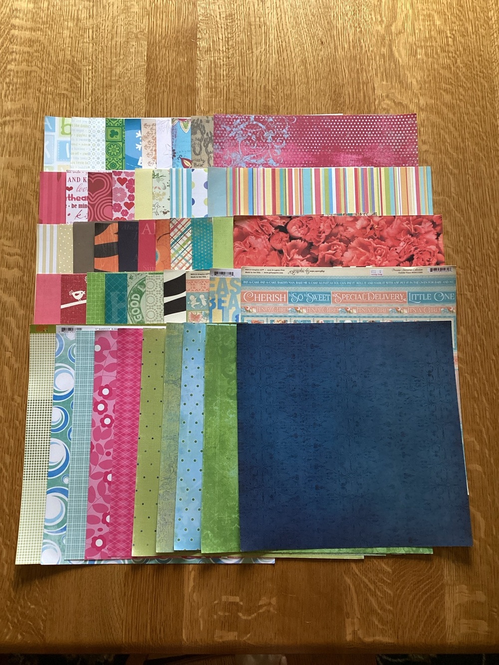 50 Sheets Mixed Lot of 12 x 12 Scrapbook Paper, No Repeats, Lot H